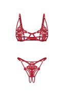 Luise Sublim Red komplet 2-cz otwarty - CZERWONY, S/M OBSESSIVE