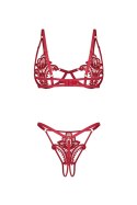Luise Sublim Red komplet 2-cz otwarty - CZERWONY, S/M OBSESSIVE
