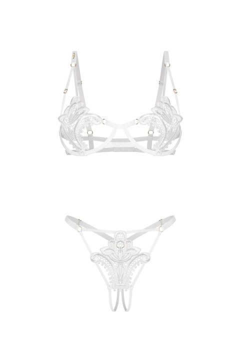 Luise Sublim White komplet 2-cz otwarty - BIAŁY, S/M OBSESSIVE