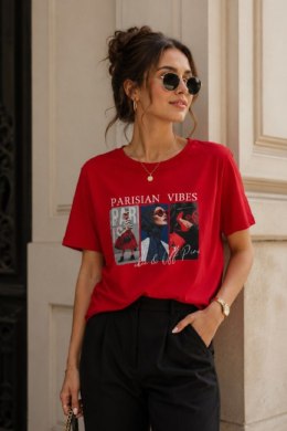 BLUZKA PARISIAN VIBES - CZARNY, S, CZA OFF PINK