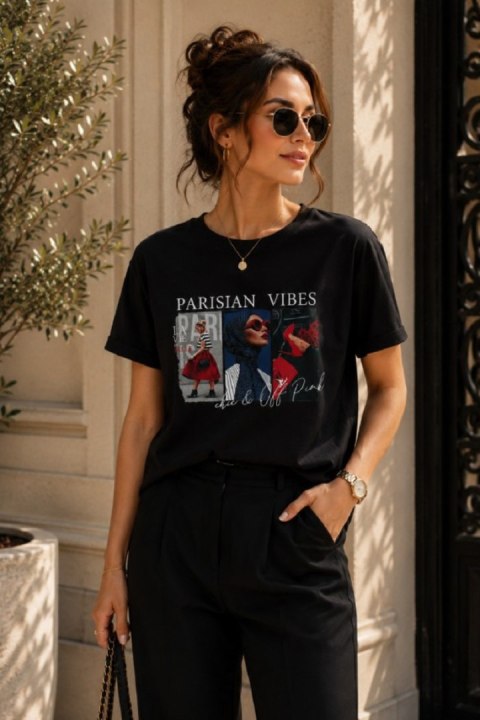 BLUZKA PARISIAN VIBES - ŚMIETANA, S, SMI OFF PINK