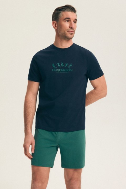 PIŻAMA MĘSKA BET 44499 AW26 - GRANAT-ZIELONY, 2XL, 59X HENDERSON
