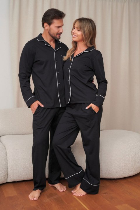 Piżama damska DOCTOR NAP PM.7527 rozpinana 100% bawełna czarna z kieszeniami, XL