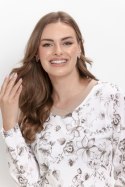 Piżama damska TARO SELMIA 3630 długa 100% bawełna biała kwiaty, XL