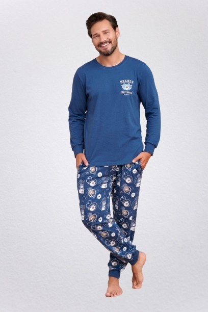 Piżama męska DOCTOR NAP PMB.7511 100% bawełna granatowa misie, XXL