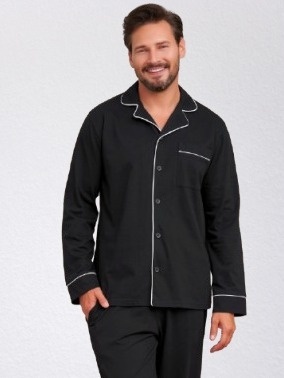 Piżama męska DOCTOR NAP PMB.7528 100% bawełna rozpinana czarna, L