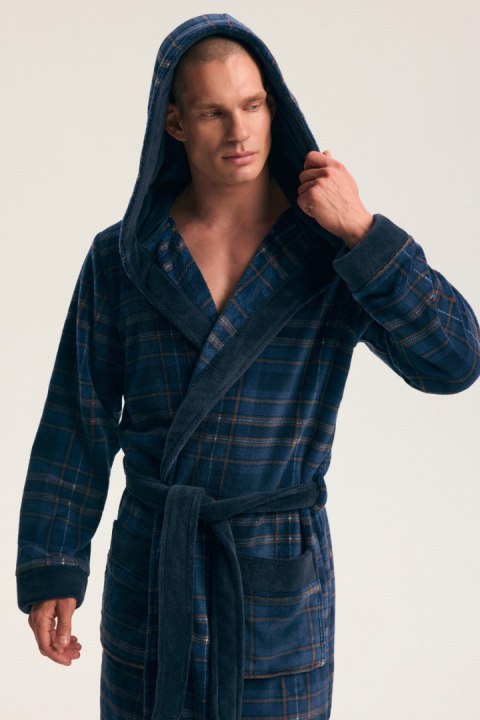 Szlafrok męski HENDERSON ISLE 45465 z kapturem ciepły z kieszeniami, XL