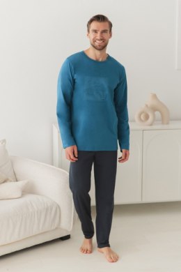 3672 PIŻAMA MĘSKA DŁUGA RAFAEL S-2XL - NIEBIESKI, 2XL TARO