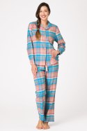 Piżama damska LNS 435 B26 flanelowa długa krata MIX KOLOR, XL KEY