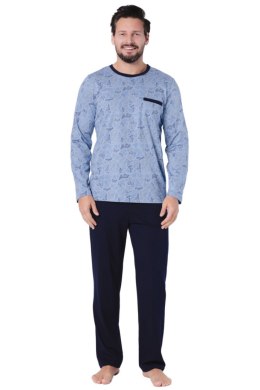 Piżama męska Jacek 1756 bawełniana długa jeans, L HOTBERG