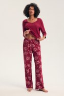 PIŻAMA DAMSKA GRETA 45423 AW23 - KARMINOWY, M, 92X HENDERSON LADIES