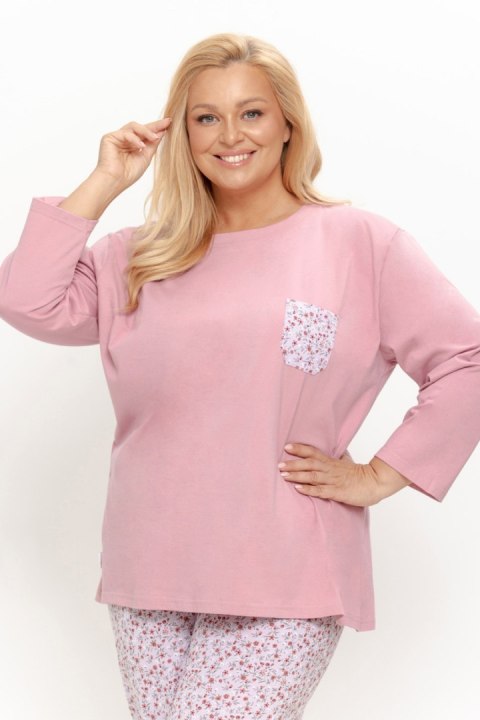 Piżama damska długa 3656 AGNESSA bawełniana brudny róż duże rozmiary, 5XL TARO