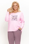 Piżama damska długa 3657 SOLENE bawełniana liliowa duże rozmiary, 2XL TARO