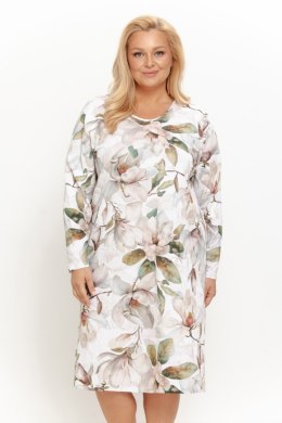 Koszula nocna damska 3658 DENISA bawełniana długi rękaw magnolie, 4XL TARO