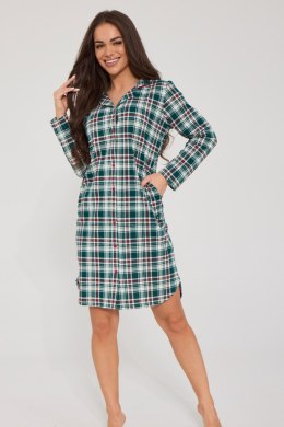 Koszula nocna damska DR 104/491 FRANCESCA 2 bawełniana zielona kratka, XL CORNETTE