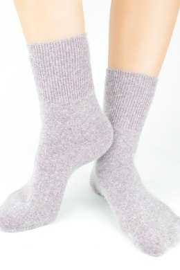 SKARPETY BEZUCISKOWE GŁADKIE Z ANGORĄ SB082 - SZARY MELANŻ, 36-41, 3 NOVITI