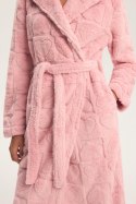 Szlafrok damski Gitte 45427 długi z kapturem kieszeniami różowy, XL/2XL HENDERSON LADIES