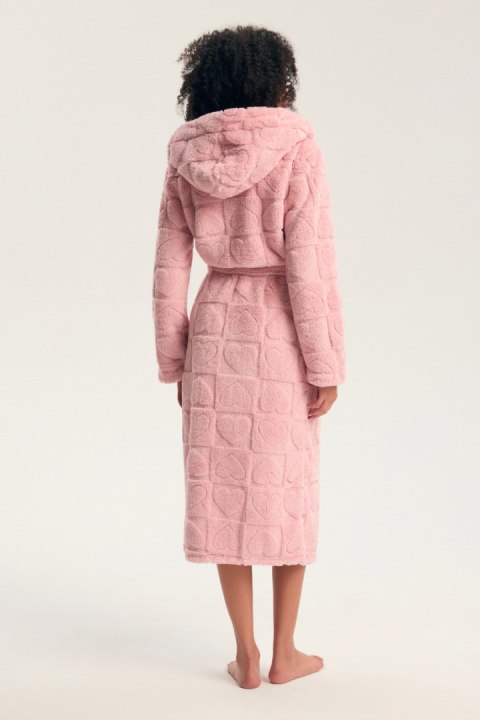 Szlafrok damski Gitte 45427 długi z kapturem kieszeniami różowy, XL/2XL HENDERSON LADIES