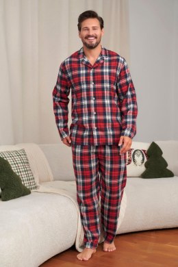 Piżama męska długa PMB.7501 flanelowa rozpinana kieszenie, XXL DOCTOR NAP