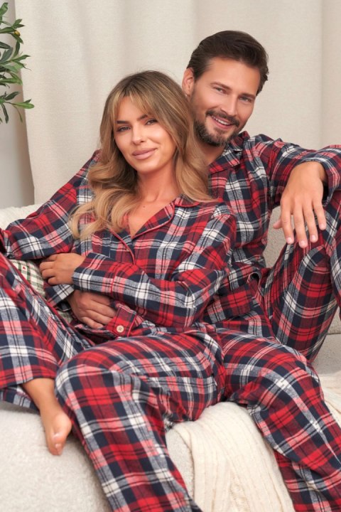 Piżama męska długa PMB.7501 flanelowa rozpinana kieszenie, M DOCTOR NAP