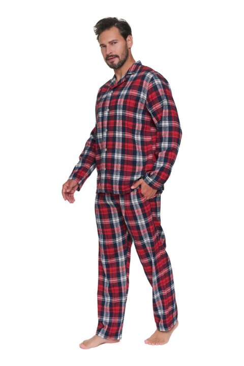 Piżama męska długa PMB.7501 flanelowa rozpinana kieszenie, M DOCTOR NAP