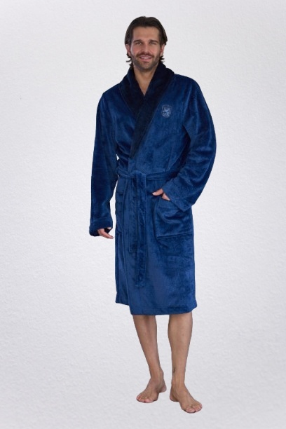 Szlafrok męski L&L 2662 Clever granatowy miękki z kieszeniami, XL, 3 L&L
