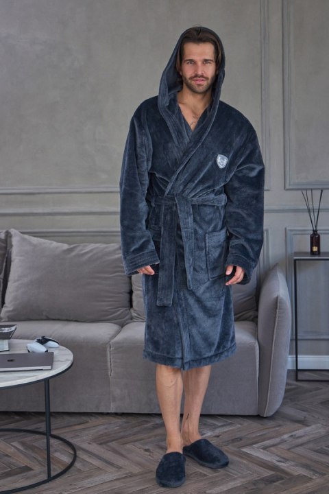 Szlafrok męski 2660 CARLOS BIG granatowy długi z kieszeniami, 3XL, 2 L&L