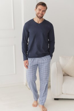 Piżama męska długa bawełniana Taro 3669 Dorian granatowa w kratę, 4XL TARO