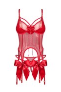 Gifty Red gorset i stringi - CZERWONY, 2XL/3XL OBSESSIVE