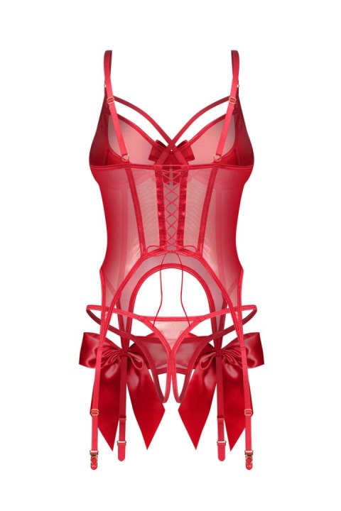 Gifty Red gorset i stringi - CZERWONY, L/XL OBSESSIVE