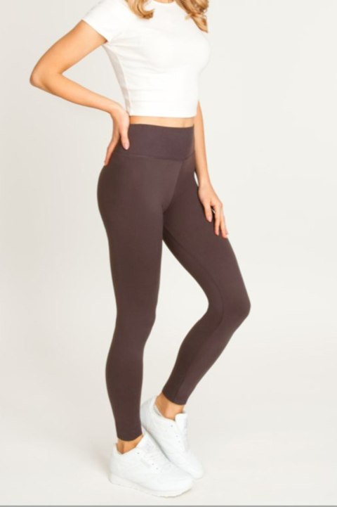 LEGGINSY DAMSKIE GŁADKIE LE001-26 - BRĄZOWY, S-M NOVITI