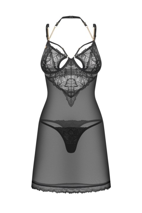 Matildea Black koszulka i stringi - CZARNY, L/XL OBSESSIVE