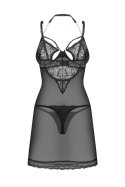 Matildea Black koszulka i stringi - CZARNY, L/XL OBSESSIVE