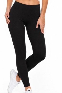 LEGGINSY GŁADKIE LE012 - CZARNY, S-M NOVITI