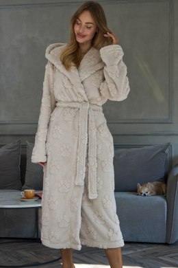 Szlafrok damski długi puszysty z kapturem Fibi 2635  - ANGORA, L L&L