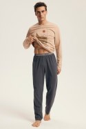 PIŻAMA MĘSKA LURO 43474 AW25 - BEŻOWY-GRAFIT, XL HENDERSON