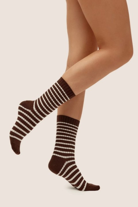 Skarpetki z wełną GB007 - CHOCOLATE/WHITE, 35/38 GABRIELLA