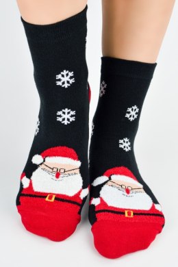 Skarpety baw XMAS Mikołaj czarne EUR 36-41 - CZARNY, 36-41 NOVITI