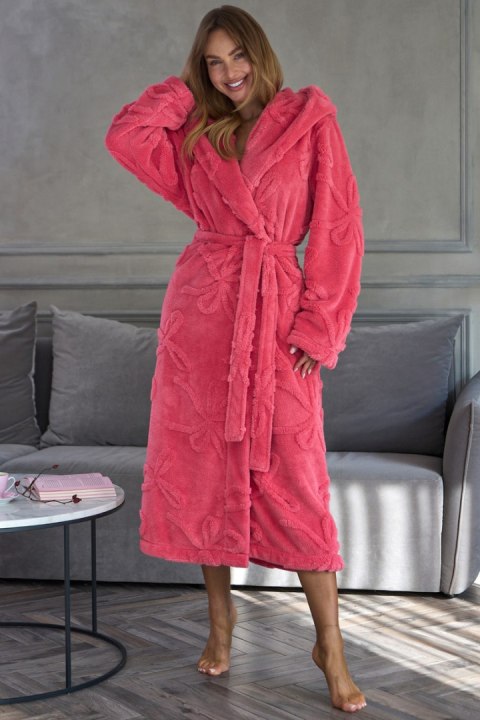 SZLAFROK DAMSKI DŁUGI ELODIE 2633 - MALINOWY, XL, 2 L&L