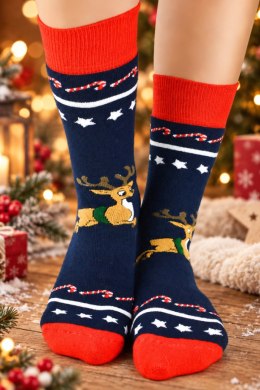 Skarp frotte XMAS z ABS Renifer EUR 39-42 - GRANATOWY, 39-42 NOVITI
