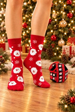 SKARPETY BAWEŁNIANE XMAS SB229 - CZERWONY, 36-41, 4 NOVITI