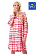 KOSZULA NOCNA DAMSKA LND 437 B23 2XL-4XL - RÓŻÓWO-BIAŁY, 2XL KEY