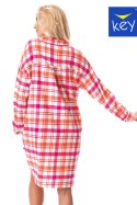 KOSZULA NOCNA DAMSKA LND 437 B23 2XL-4XL - RÓŻÓWO-BIAŁY, 2XL KEY