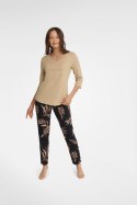 PIŻAMA DAMSKA GARDEN 40928 AW23 - BEŻOWY-CZARNY, L HENDERSON LADIES